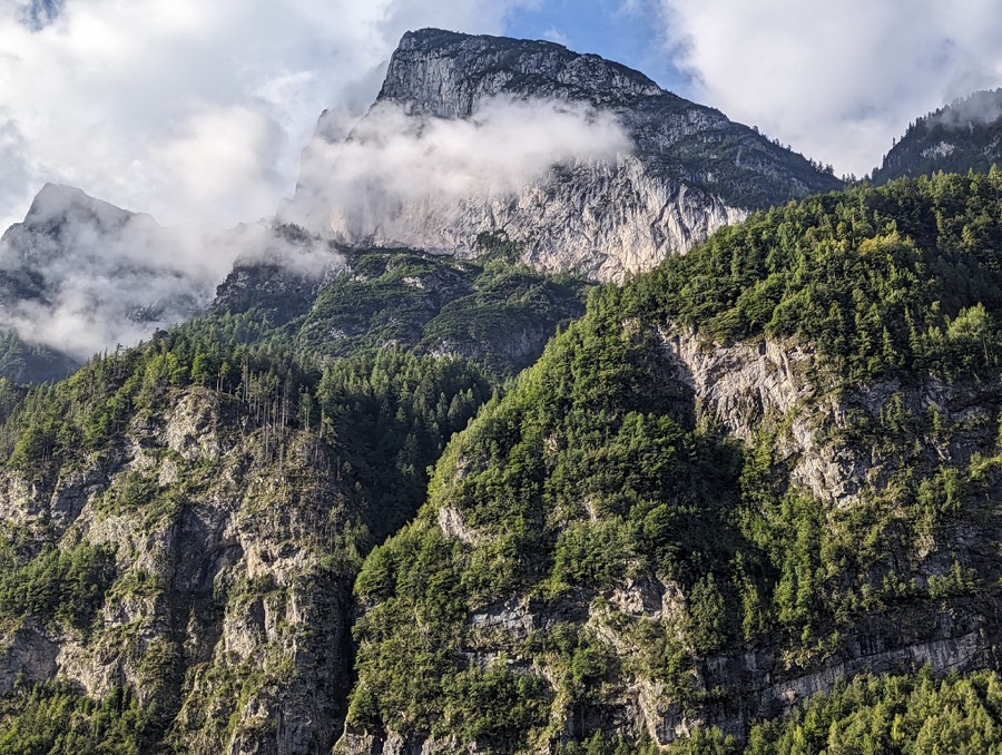 Cliffs above the Agordino valley, heading south