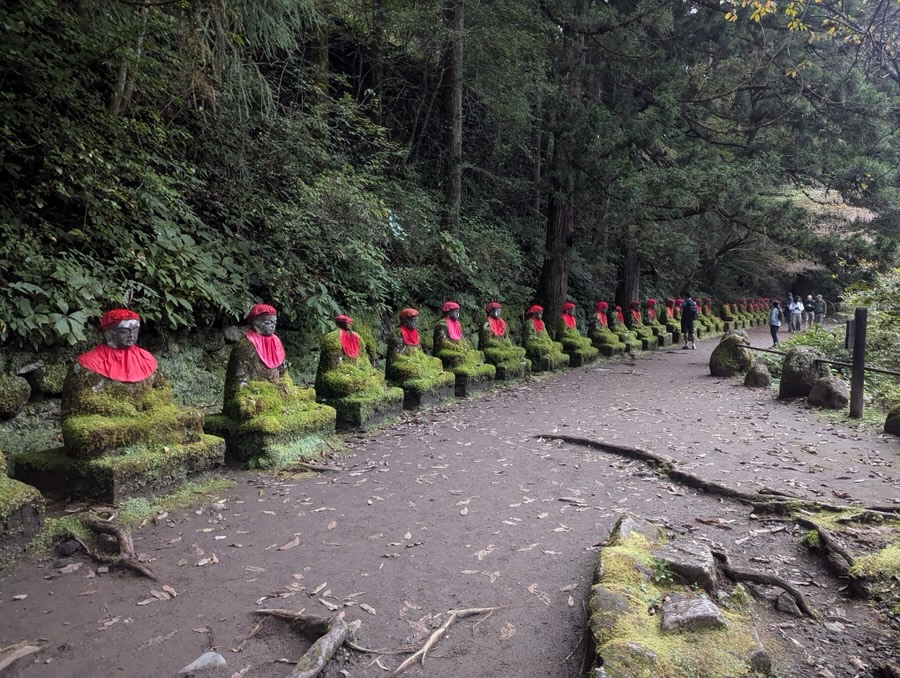 Stone Jizō statues along the Kanmangafuchi Abyss, Nikko